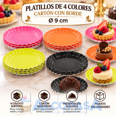 PLATILLOS DE COLORES MONOPORCION (100Uds)