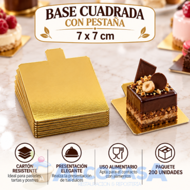 BASE NORDIA CUADRADA ORO C/ PEST. (BLISTER 200Uds)