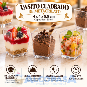 VASITO CUADRADO 60ml 4x4x5,5h (BLISTER 100Uds)