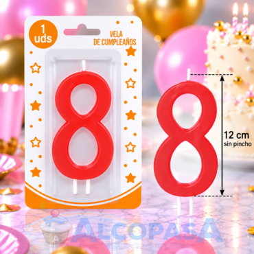 VELA BIG PARTY  12CM Nº8 (Ud)