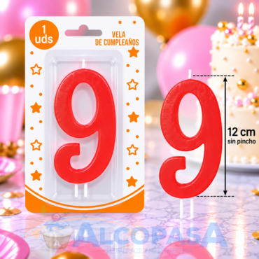 VELA BIG PARTY  12CM Nº9 (Ud)