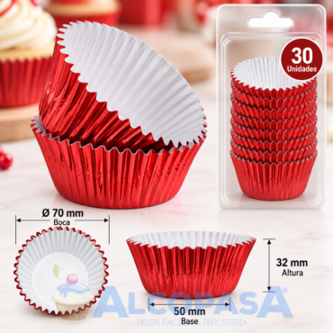 CÁPSULAS CUPCAKE "ROJO METALICO" (30 Uds)