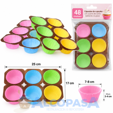 CÁPSULAS MUFFIN-CUPCAKE SURTIDAS MODECOR (48Uds)