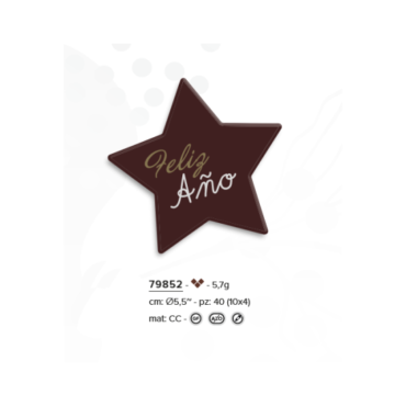 ROTULOS CHOCOLATE ESTRELLA FELIZ AÑO (CAJA 40Uds)