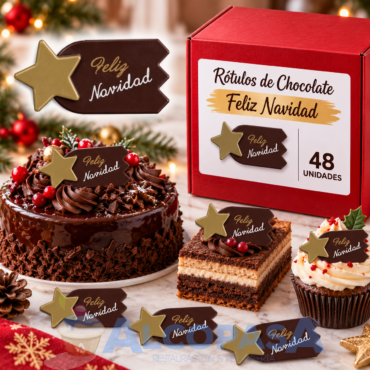 ROTULOS CHOCOLATE COMETA FELIZ NAVIDAD (CAJA 48Uds)