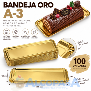 BANDEJAS ORO PARA TRONCOS A-3 (PAQUETE 100Uds)