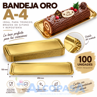 BANDEJAS ORO PARA TRONCOS A-4 (PAQUETE 100Uds)