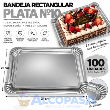 BANDEJAS RECTANGULARES PLATA Nº10 (PAQUETE 100Uds)