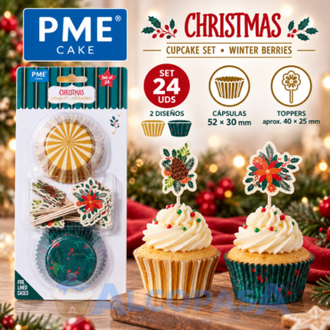 CÁPSULAS NAVIDAD + TOPPER DE BAYAS PME (SET 24Uds)