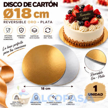DISCO DE CARTÓN ORO-PLATA Ø 18CM (Ud)