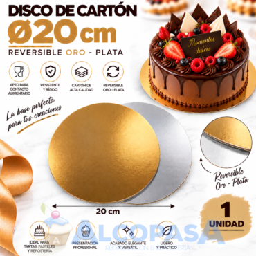 DISCO DE CARTÓN ORO-PLATA Ø 20CM (Ud)