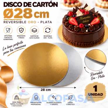 DISCO DE CARTÓN ORO-PLATA Ø 28CM (Ud)