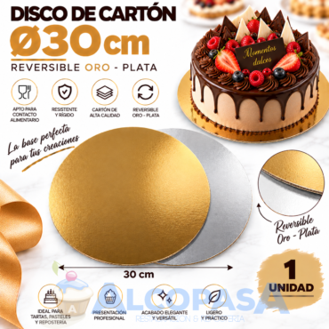 DISCO DE CARTÓN ORO-PLATA Ø 30CM (Ud)