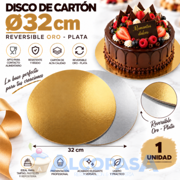 DISCO DE CARTÓN ORO-PLATA Ø 32CM (Ud)