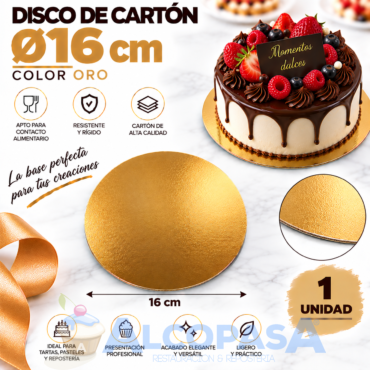DISCO DE CARTÓN ORO Ø16cm (Ud)