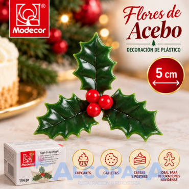 FLOR DE ACEBO PLÁSTICO (BOLSA 144Uds)