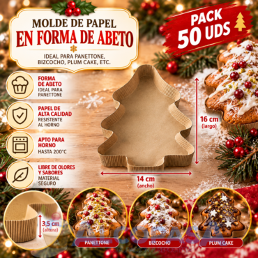 MOLDE PANETTONE ABETO Ø16x14x3.5cm (PACK 50Uds)