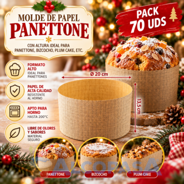 MOLDE PANETTONE ALTO Ø20x13,5cm (PACK 70Uds)