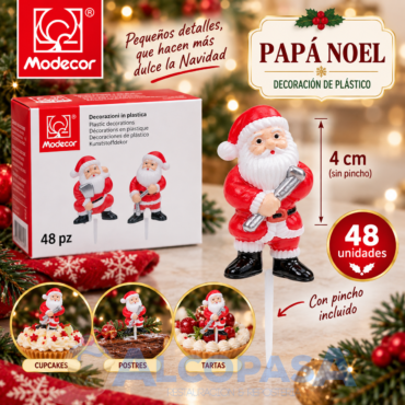 PAPA NOEL PLÁSTICO SOBRE PALILLO (BOLSA 48Uds)