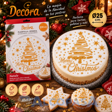 PLANTILLA MERRY CHIRISTMAS & STARSØ25cm DECORA(Ud)