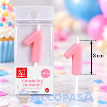 VELA Nº1 ROSA MODECOR 3CM (Ud)