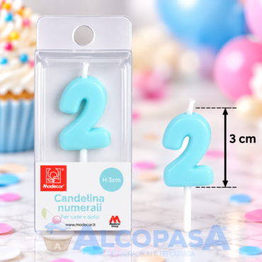 VELA Nº2 AZUL MODECOR 3CM (Ud)