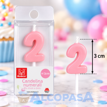 VELA Nº2 ROSA MODECOR 3CM (Ud)