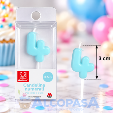 VELA Nº4 AZUL MODECOR 3CM (Ud)