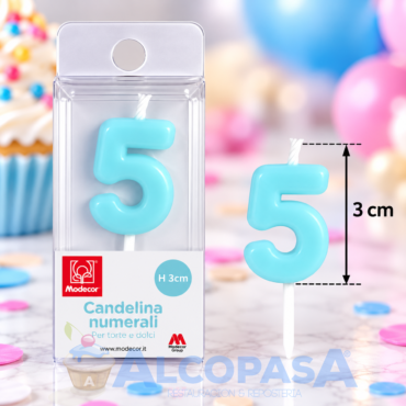VELA Nº5 AZUL MODECOR 3CM (Ud)