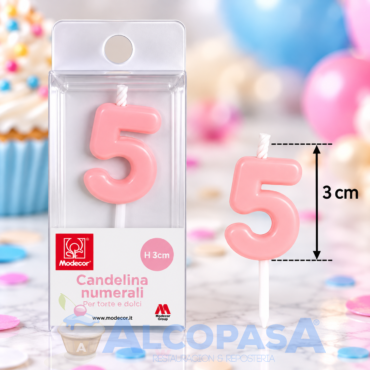 VELA Nº5 ROSA MODECOR 3CM (Ud)