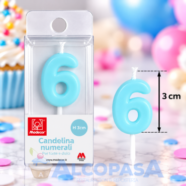VELA Nº6 AZUL MODECOR 3CM (Ud)
