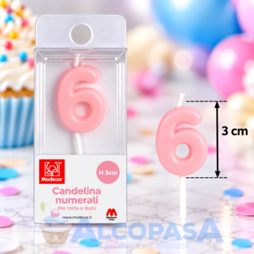 VELA Nº6 ROSA MODECOR 3CM (Ud)
