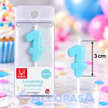 VELA Nº7 AZUL MODECOR 3CM (Ud)