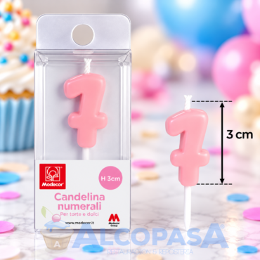 VELA Nº7 ROSA MODECOR 3CM (Ud)