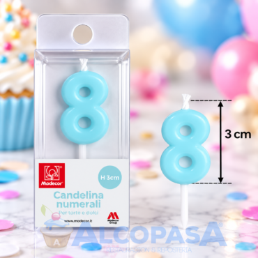 VELA Nº8 AZUL MODECOR 3CM (Ud)