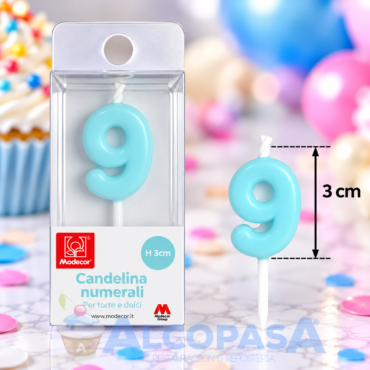 VELA Nº9 AZUL MODECOR 3CM (Ud)