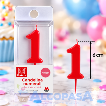 VELA ROJA 6cm Nº1 MODECOR (Ud)