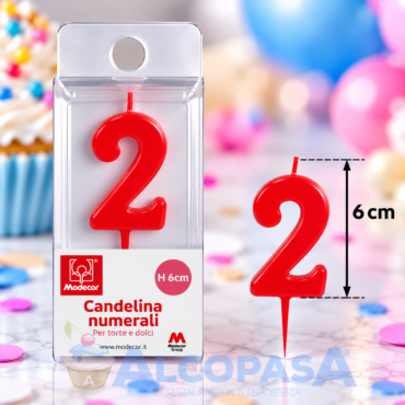 VELA ROJA 6cm Nº2 MODECOR (Ud)