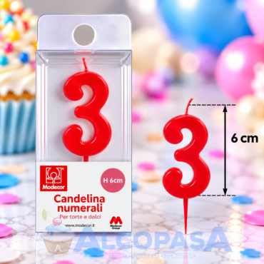 VELA ROJA 6cm Nº3 MODECOR (Ud)