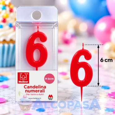 VELA ROJA 6cm Nº6 MODECOR (Ud)