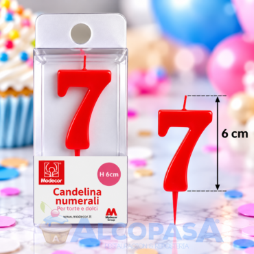 VELA ROJA 6cm Nº7 MODECOR (Ud)