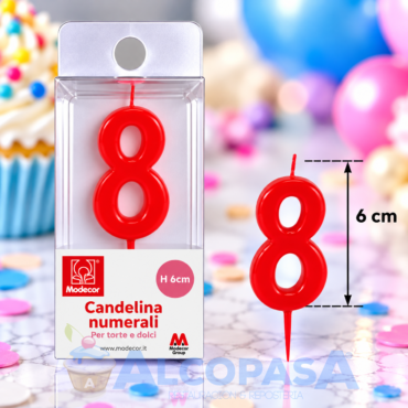 VELA ROJA 6cm Nº8 MODECOR (Ud)