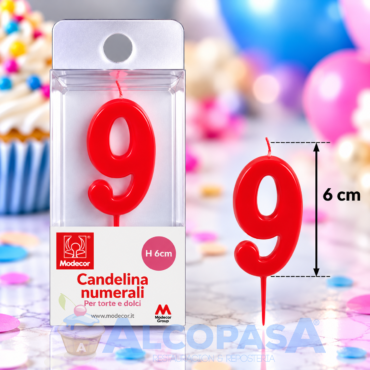 VELA ROJA 6cm Nº9 MODECOR (Ud)