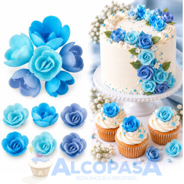 MINI ROSA 3cm PASTEL AZULES (CAJA 72Uds)