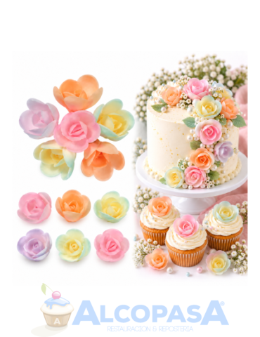 MINI ROSA 3cm PASTEL MATIZADA (CAJA 72Uds)