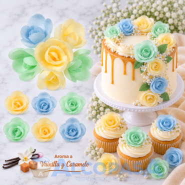 MINI ROSA 3cm SABOR VAINILLA CARAMELO (CAJA 72Uds)