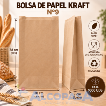 BOLSAS DE PAPEL KRAFT Nº9 (CAJA 1000Uds)