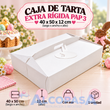 CAJA DE TARTA EXTRA RÍGIDA PAP 3-40X50X12(Ud)
