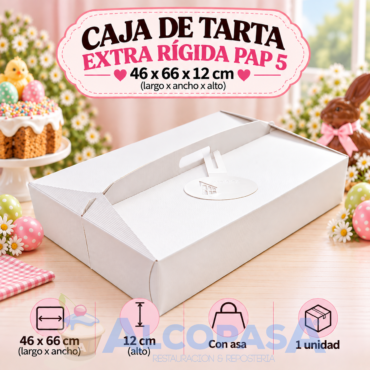CAJA DE TARTA EXTRA RÍGIDA PAP 5-46X66X12(Ud)