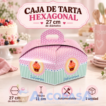 CAJA DE TARTA HEXAGONAL 27 CMS (Ud)